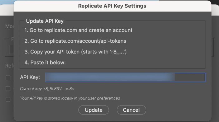Replicate API Key Settings