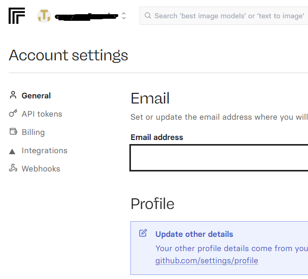Replicate Account Settings Menu